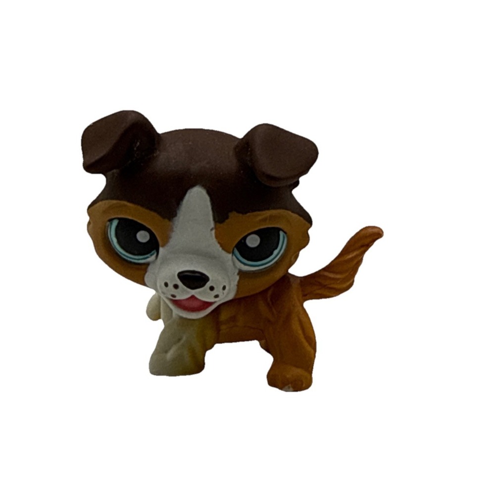 Authentic Littlest Pet Shop LPS #237 Tan Brown White Collie with Blue Eyes